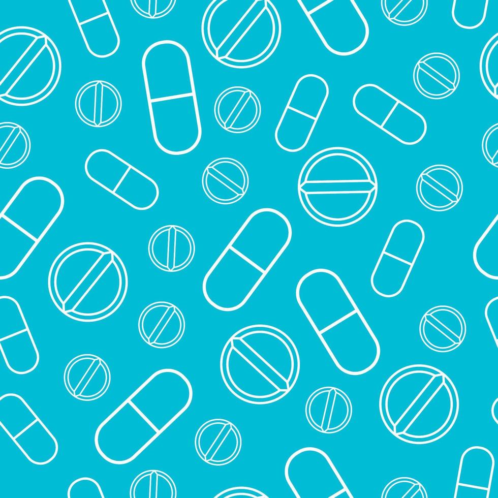 Seamless Line pattern with Pills and Capsules. Vector illustration.