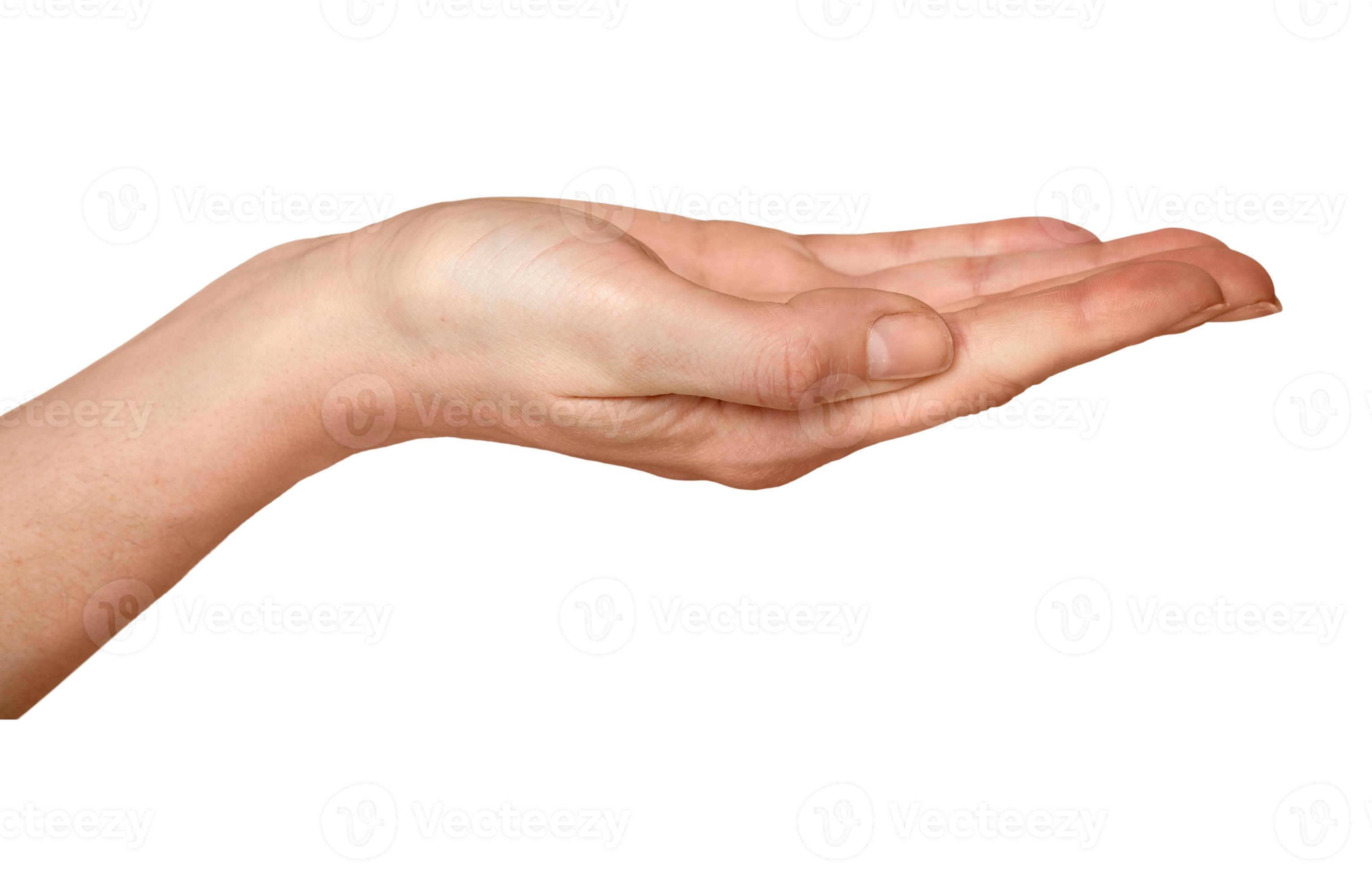 Empty hand holding gesture, person carrying invisible object concept
