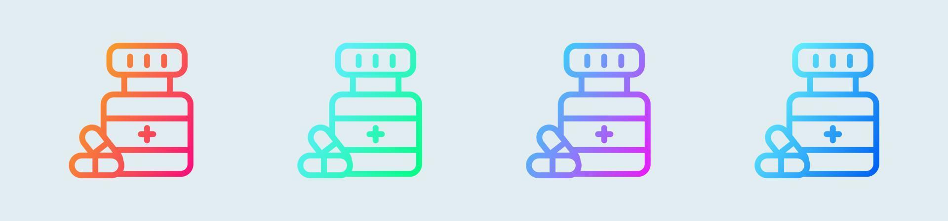 Medicine bottle line icon in gradient colors. Pharmacy signs vector illustration.