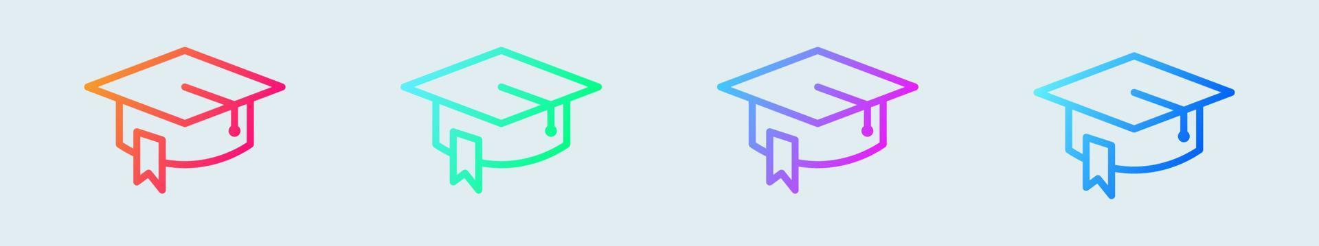 Graduation line icon in gradient colors. Education signs vector illustration.