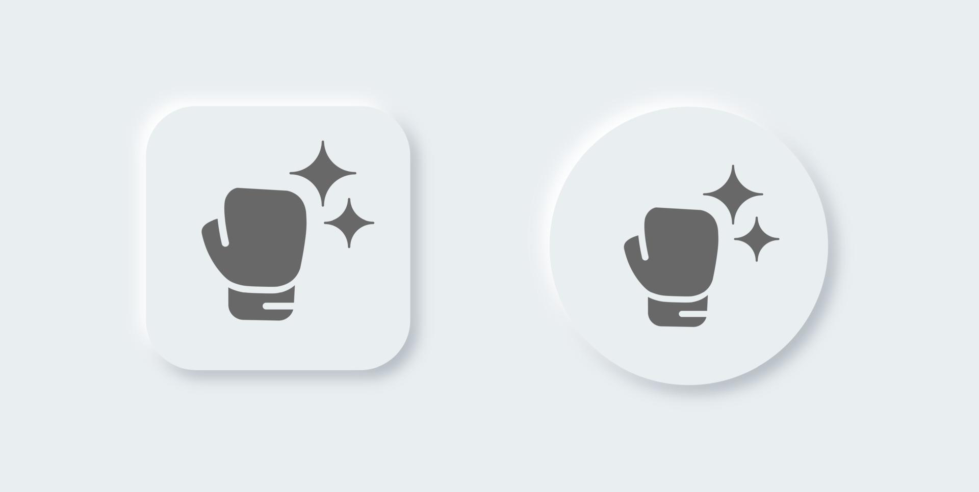 Boxing glove solid icon in neomorphic design style. Fight signs vector illustration.