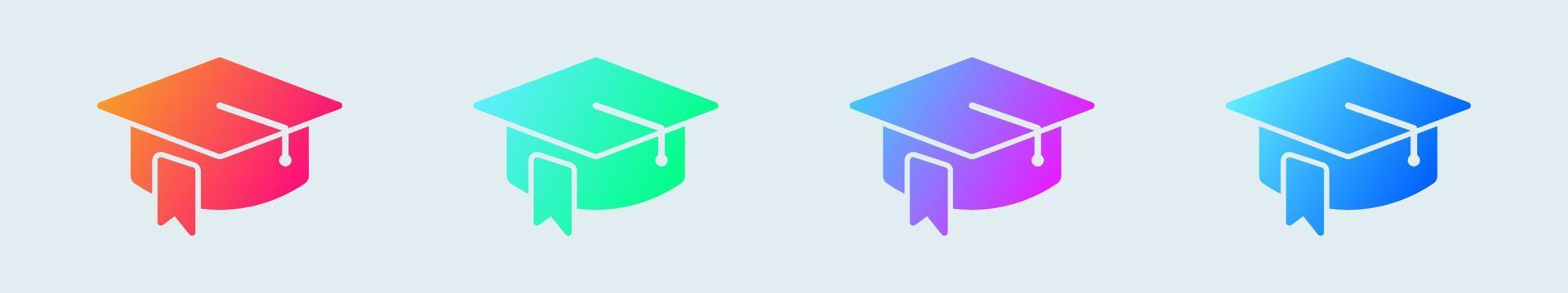 Graduation solid icon in gradient colors. Education signs vector illustration.