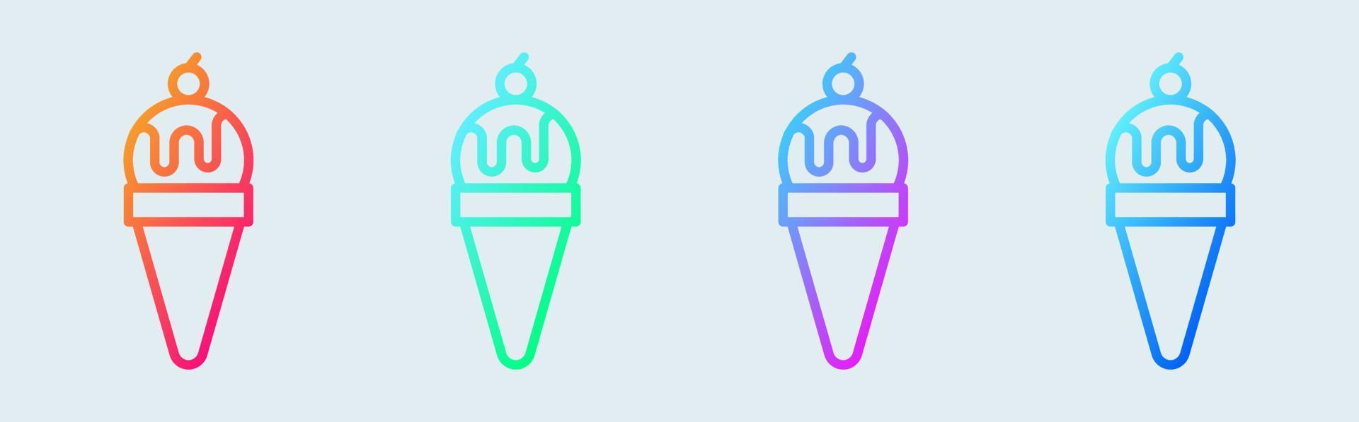 Ice cream line icon in gradient colors. Cone signs vector illustration.