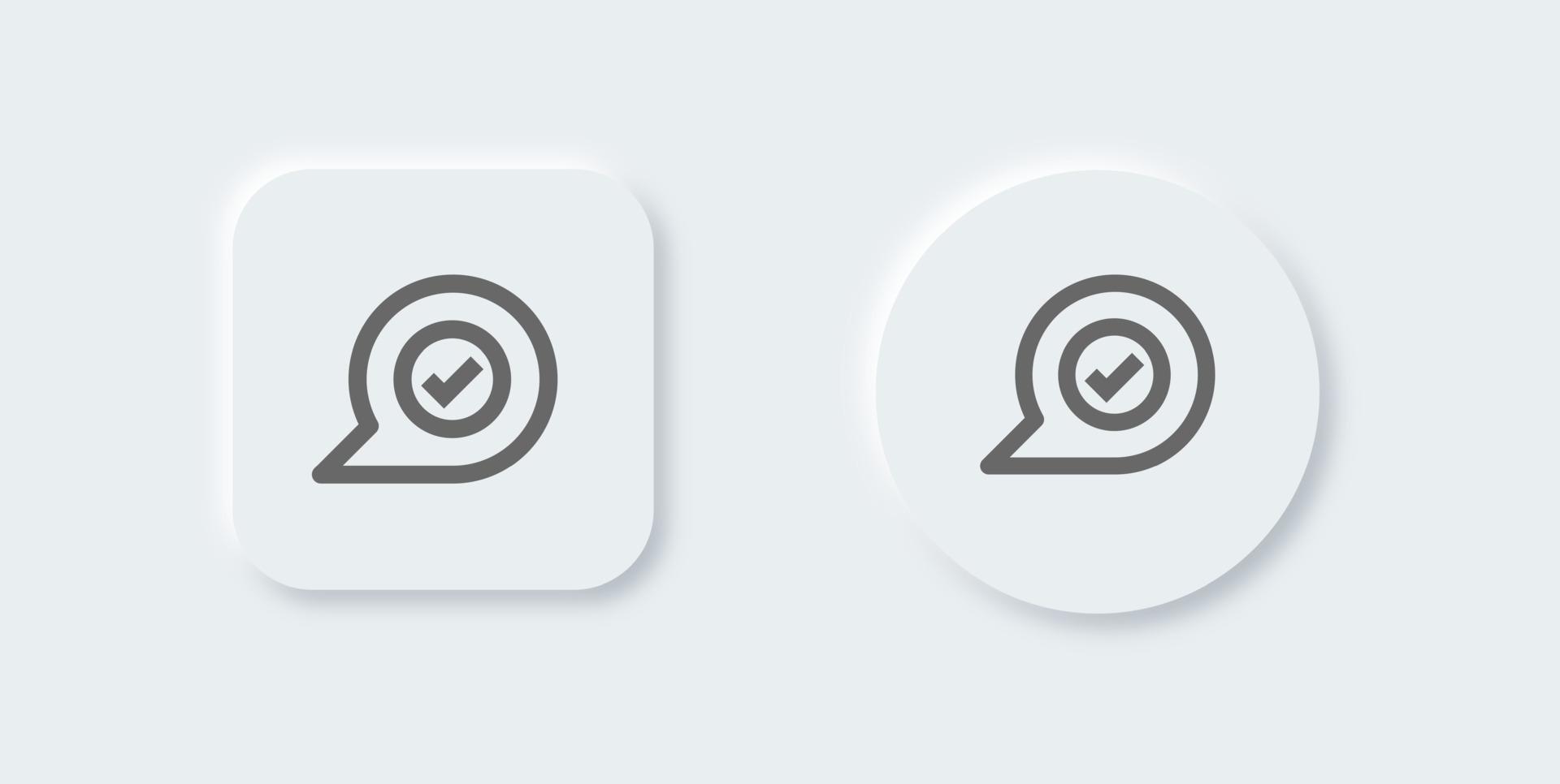 Sent chat line icon in neomorphic design style. Completed signs vector illustration.