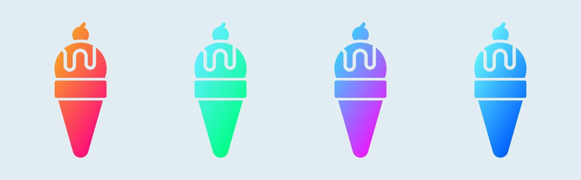 hielo crema sólido icono en degradado colores. cono señales vector ilustración.