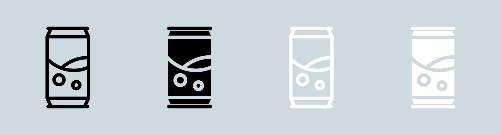 soda icono conjunto en negro y blanco. suave bebida señales vector ilustración.