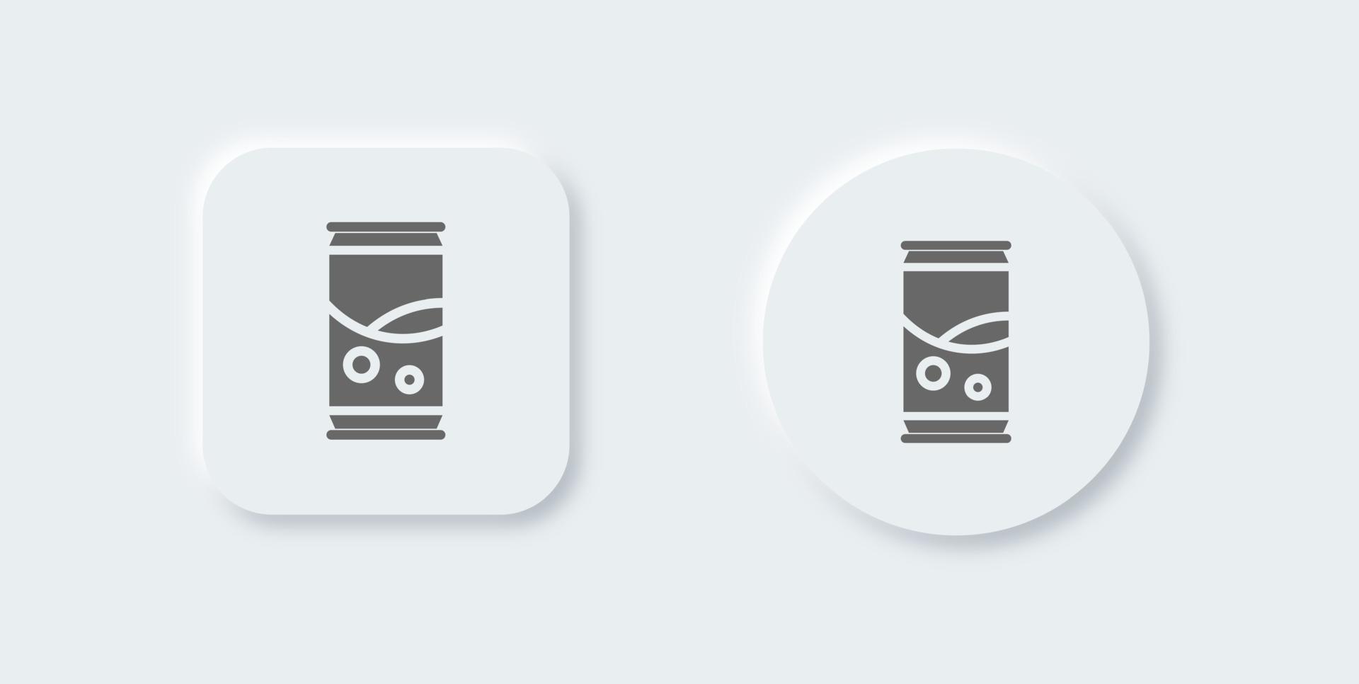 Soda solid icon in neomorphic design style. Soft drink signs vector illustration.