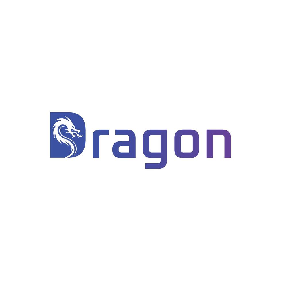 Dragon Icon, Logo Vector Illustration With Gradient Texture.