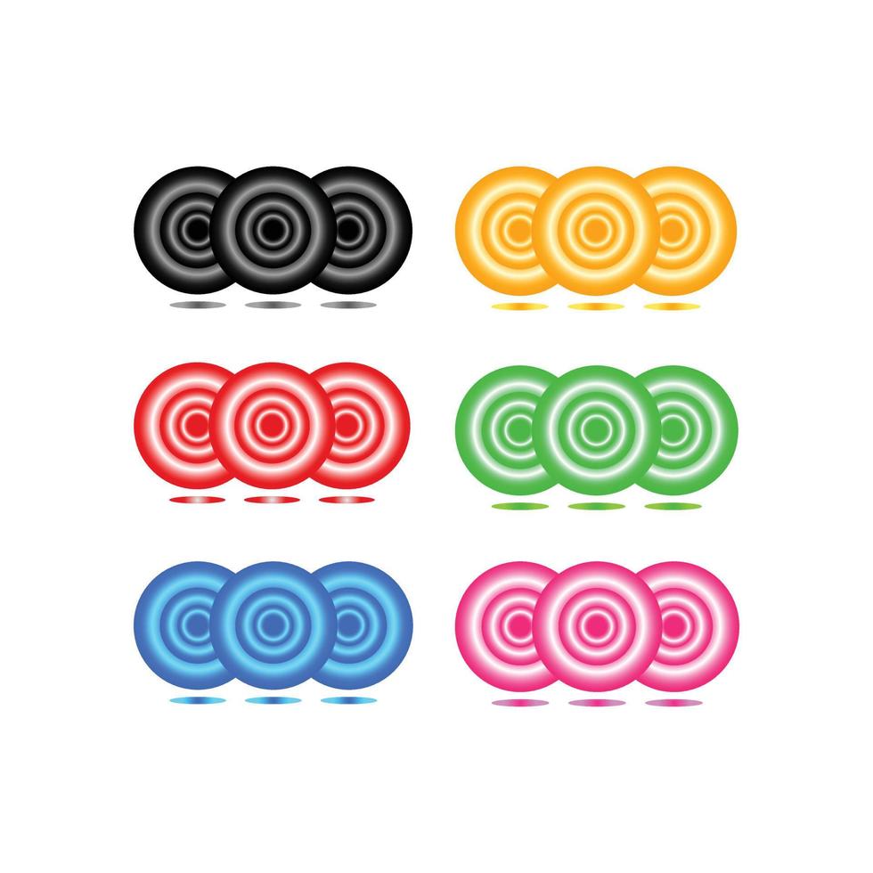 3D Color Candy Icon Vector Illustration Design Black, Orange, Red, Green, Blue And Pink.