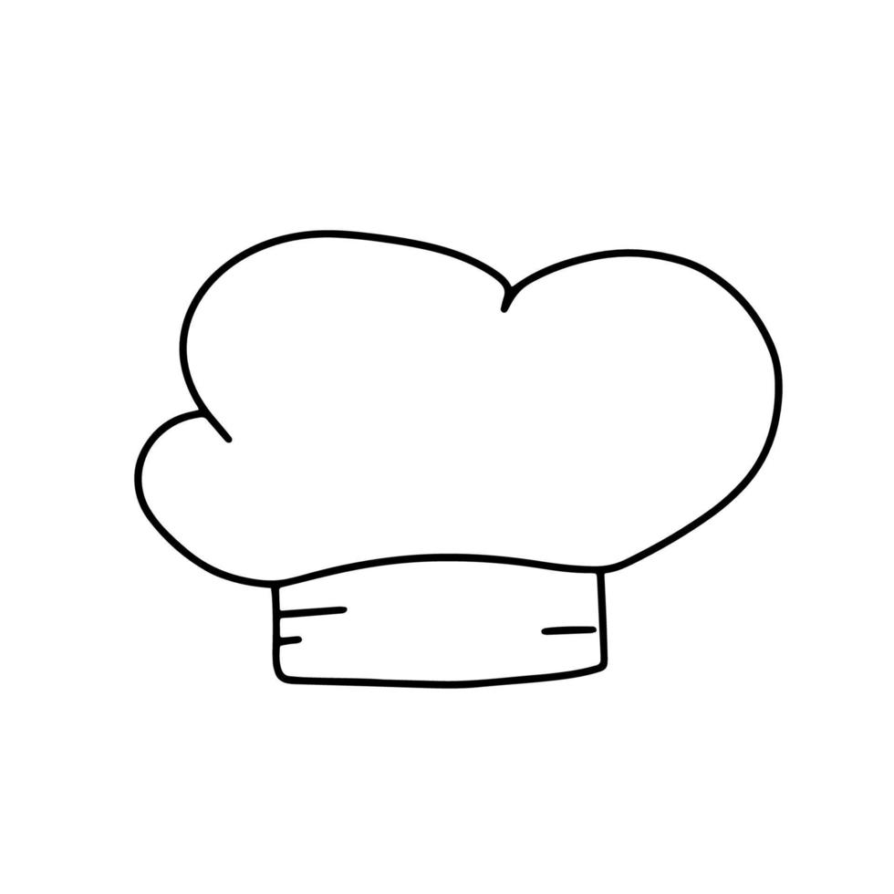 Cute Chef hat doodle Icon. Vector outline illustration isolated on white