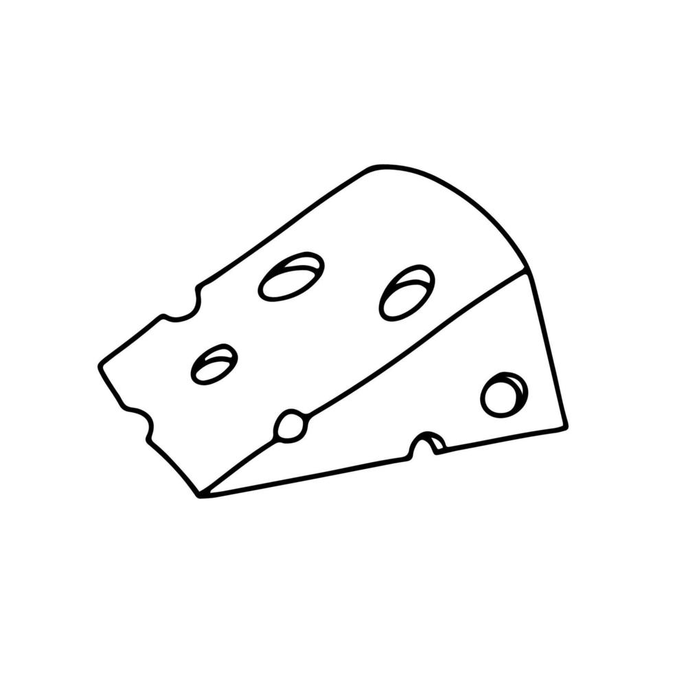 vector queso rebanada. sencillo contorno comida y Cocinando ilustración en garabatear estilo aislado en blanco antecedentes