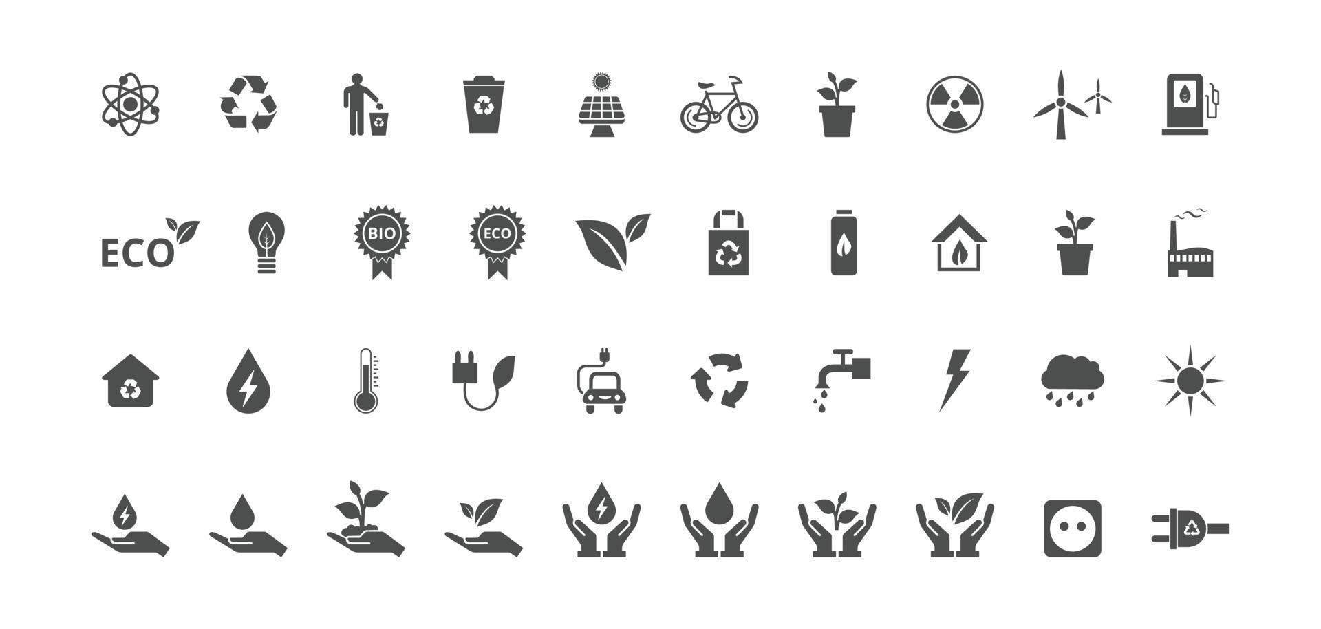 Eco friendly related icon set. Environmental sustainability simple symbol. vector