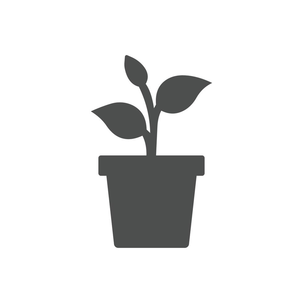 Plant in pot solid icon. Ecology concept illustration isolated on white background. vector