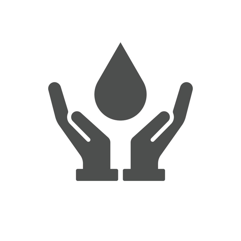 Save water in hand solid icon. Ecology concept illustration isolated on white background. vector