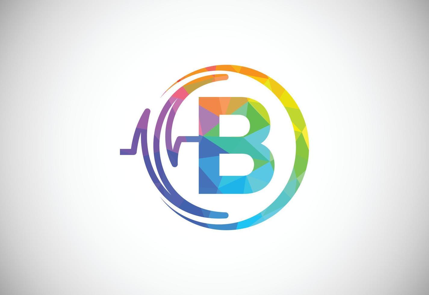 Initial low poly B alphabet with health pulse. Heartbeat logo design. Logo for medical or health business vector