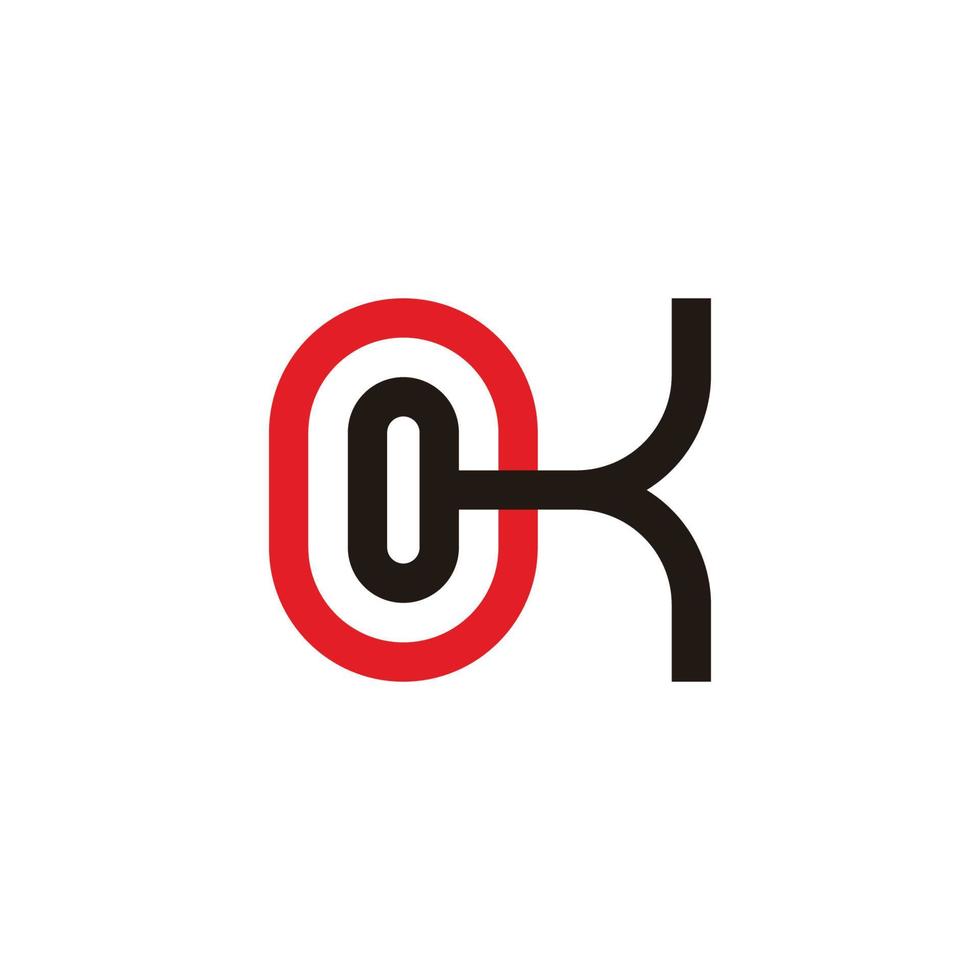 abstract letter ok linked line geometric design symbol vector