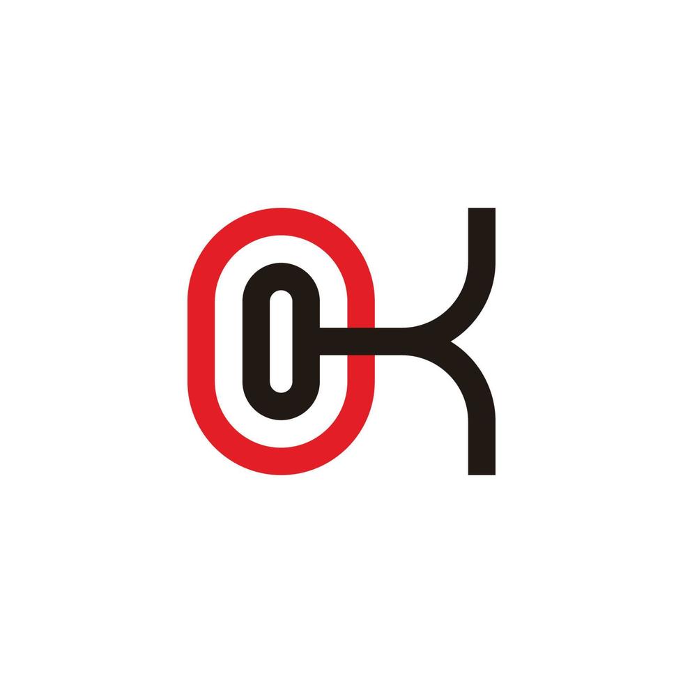 abstract letter ok linked line geometric design symbol vector