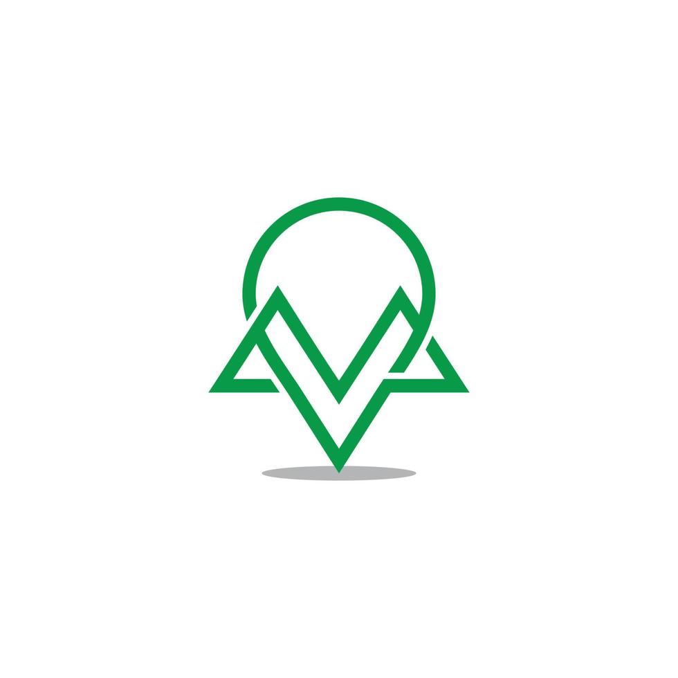 letra metro alfiler ubicación verde montaña sencillo geométrico línea logo vector