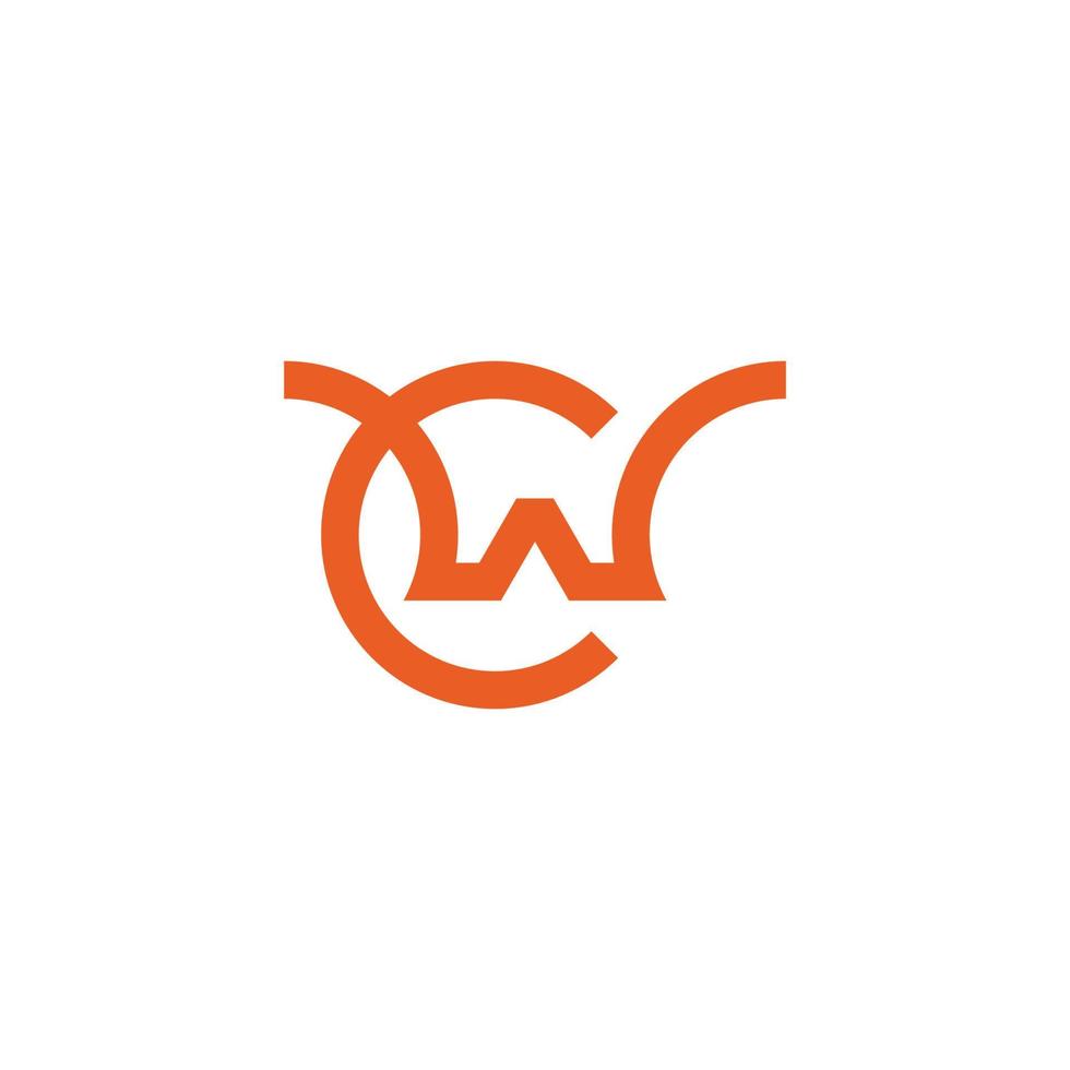 letter cw simple curves geometric line logo vector