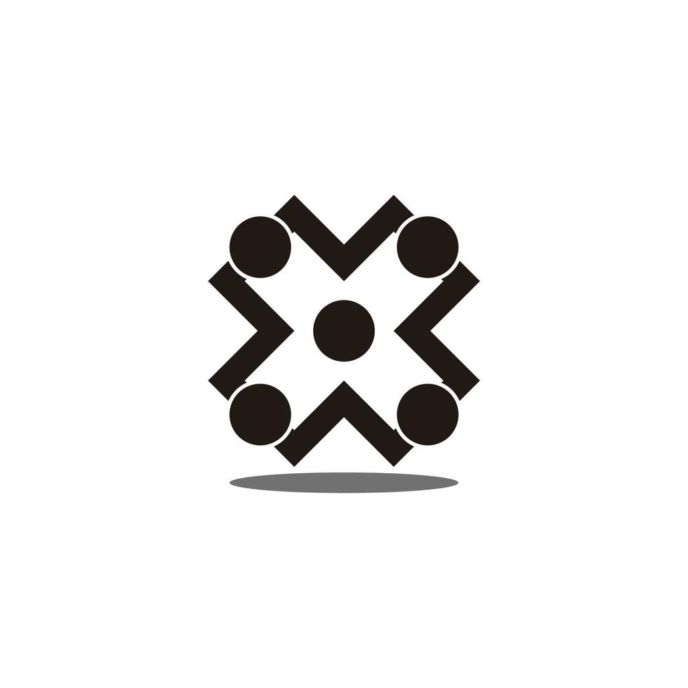 letter x simple geometric dots line logo vector