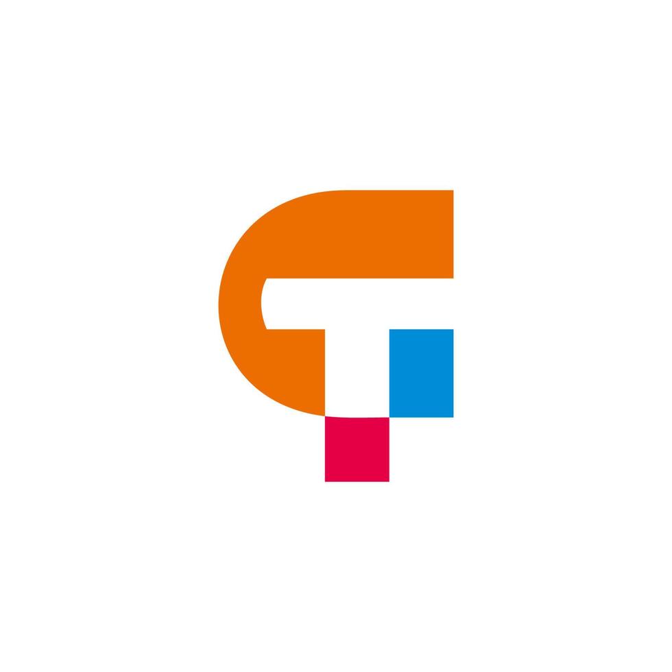 colorful letter ct simple geometric motion design logo vector
