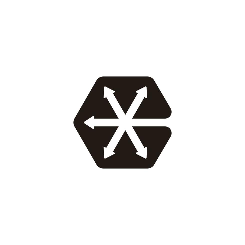 abstract hexagonal letter c arrows geometric symbol logo vector