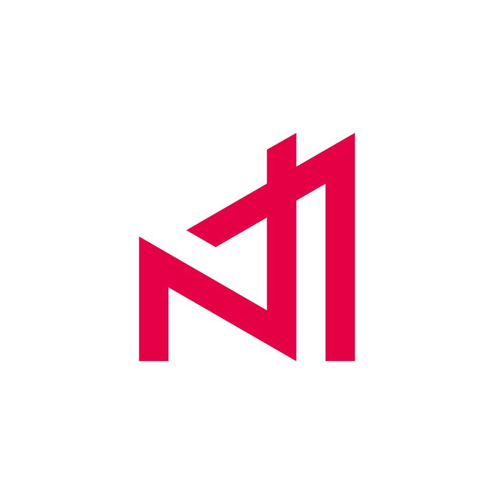 letter nt abstract simple geometric arrow line logo vector