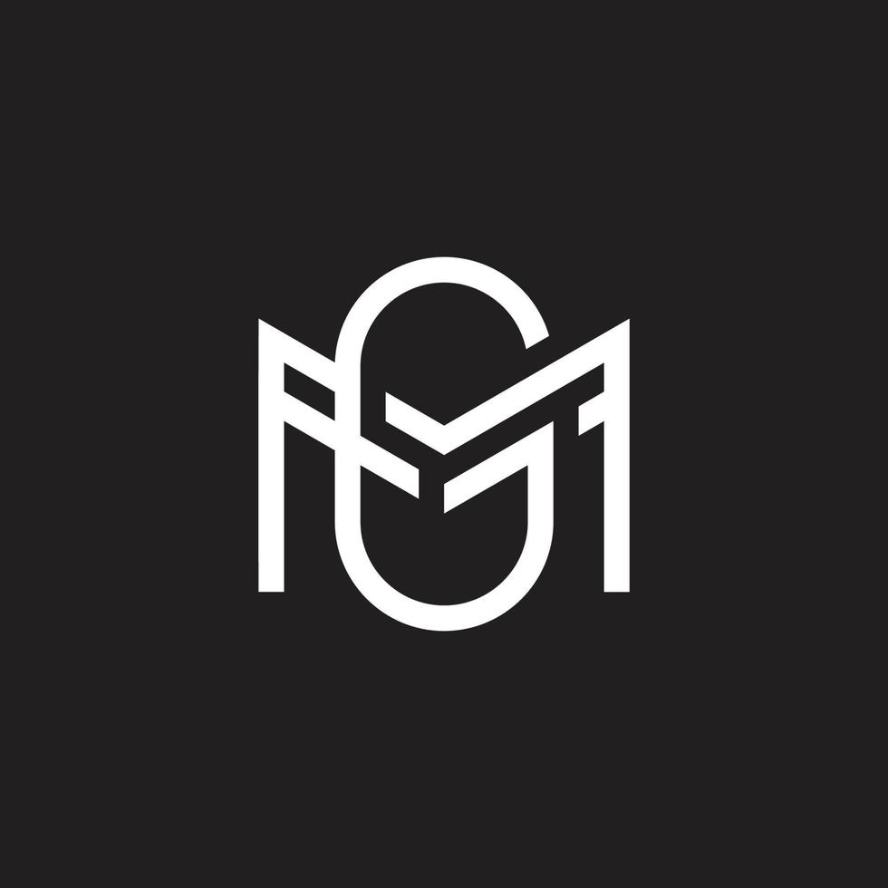 letter gm simple linked geometric line logo vector