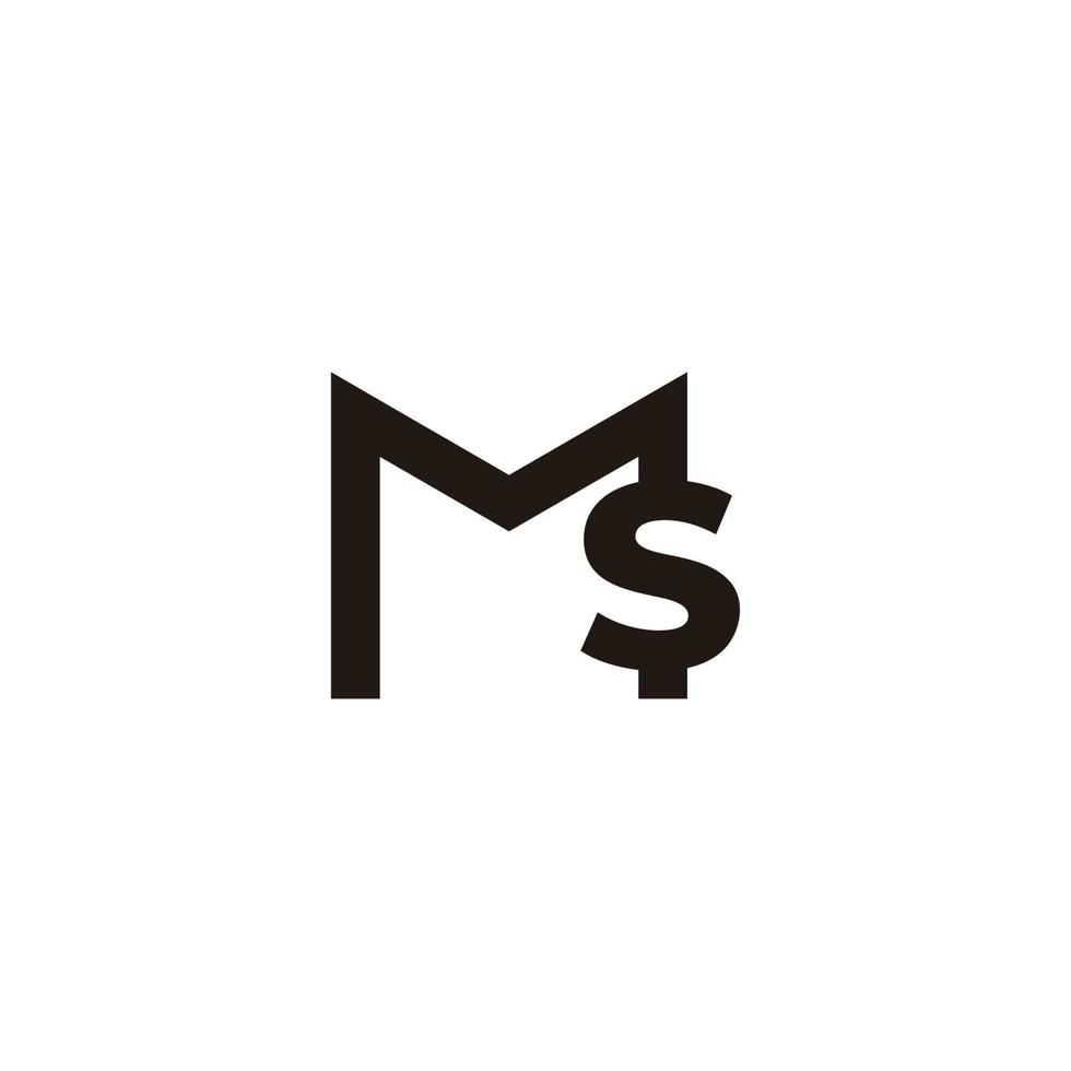 letter ms simple linked line logo vector