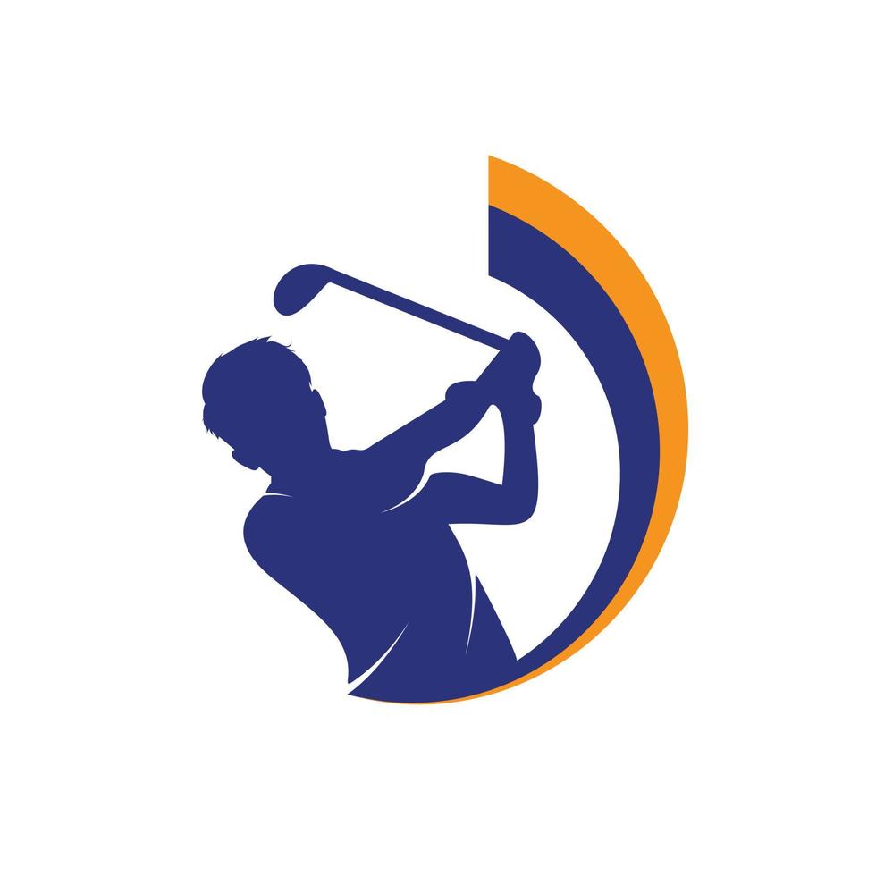 Golf club vector logo design. Golf player hits ball inspiration Logo design