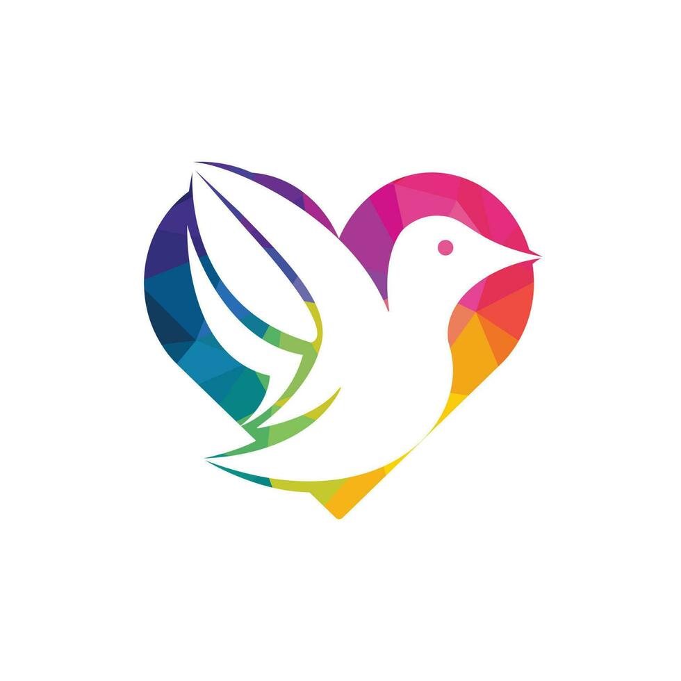 Bird love vector logo design. Bird heart shape logo template design vector icon illustration