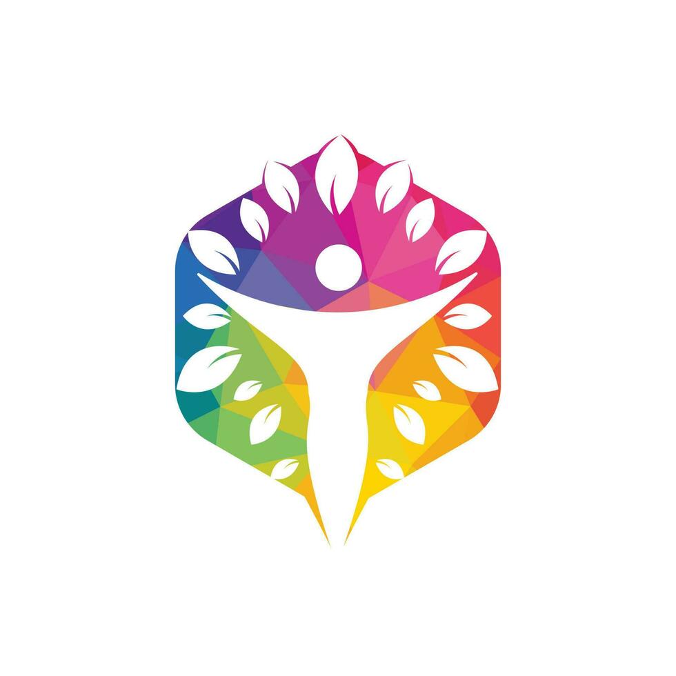 carácter humano con diseño de logo de hojas. logotipo del salón de salud y belleza. vector