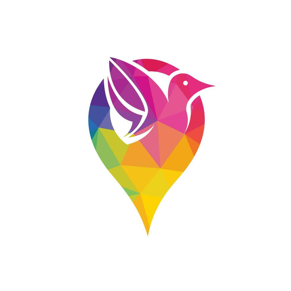 Bird and map pointer logo design. Modern location icon logo vector abstract bird.