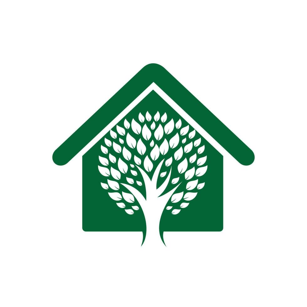 diseño del logo de la casa verde. diseño del logotipo de la casa del árbol. vector