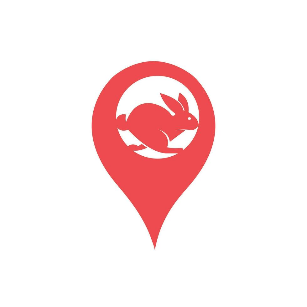 Rabbit vector logo with gps pointer design. Rabbit and GPS vector logo design template.