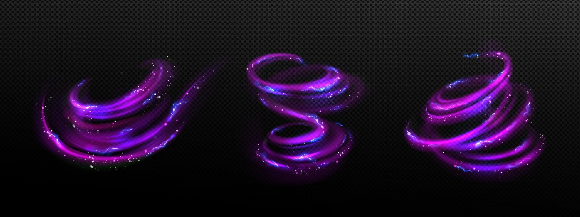 Electric swirl lines, neon light effect vector