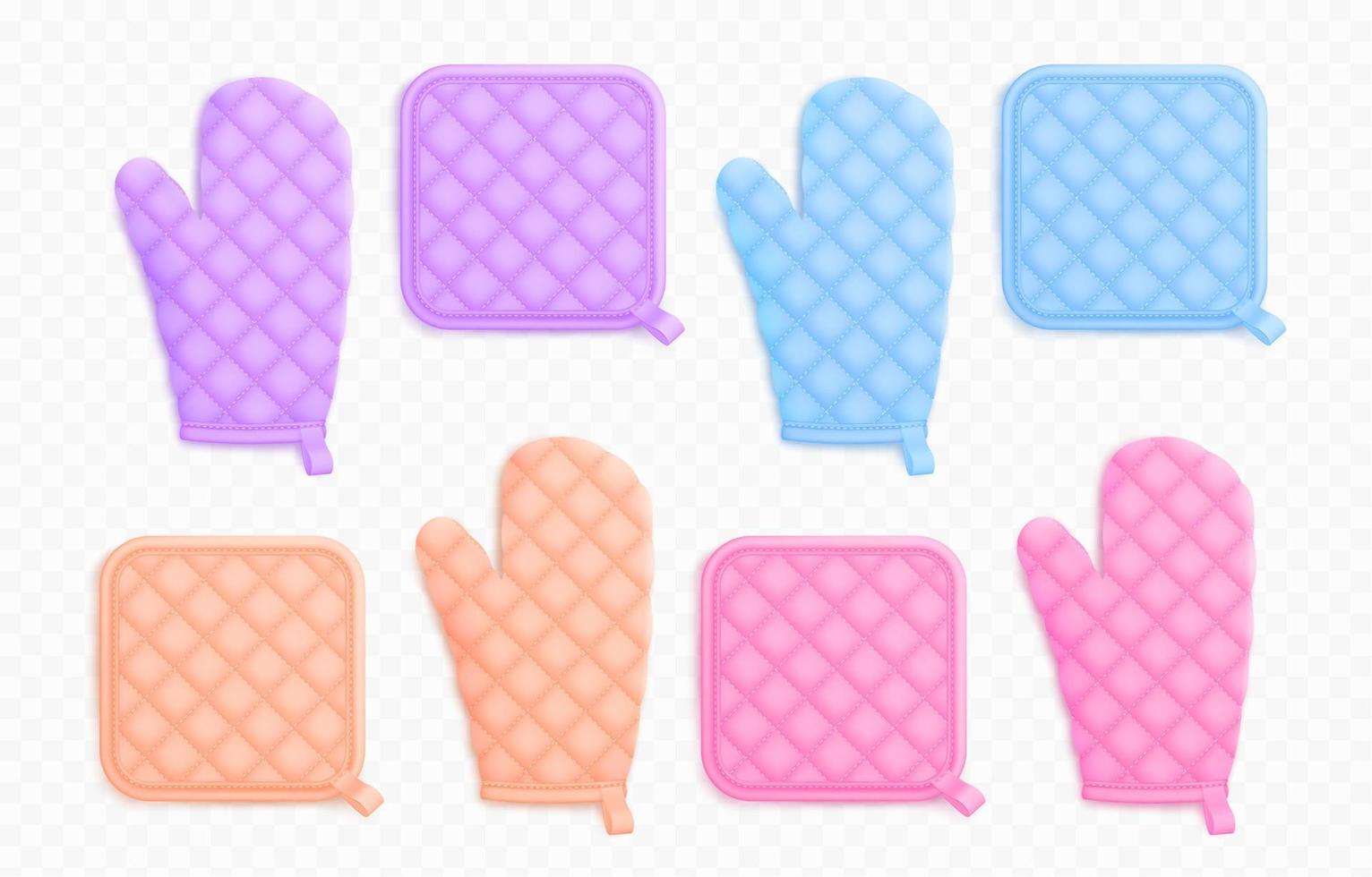 Kitchen mittens and potholders, oven mitts vector