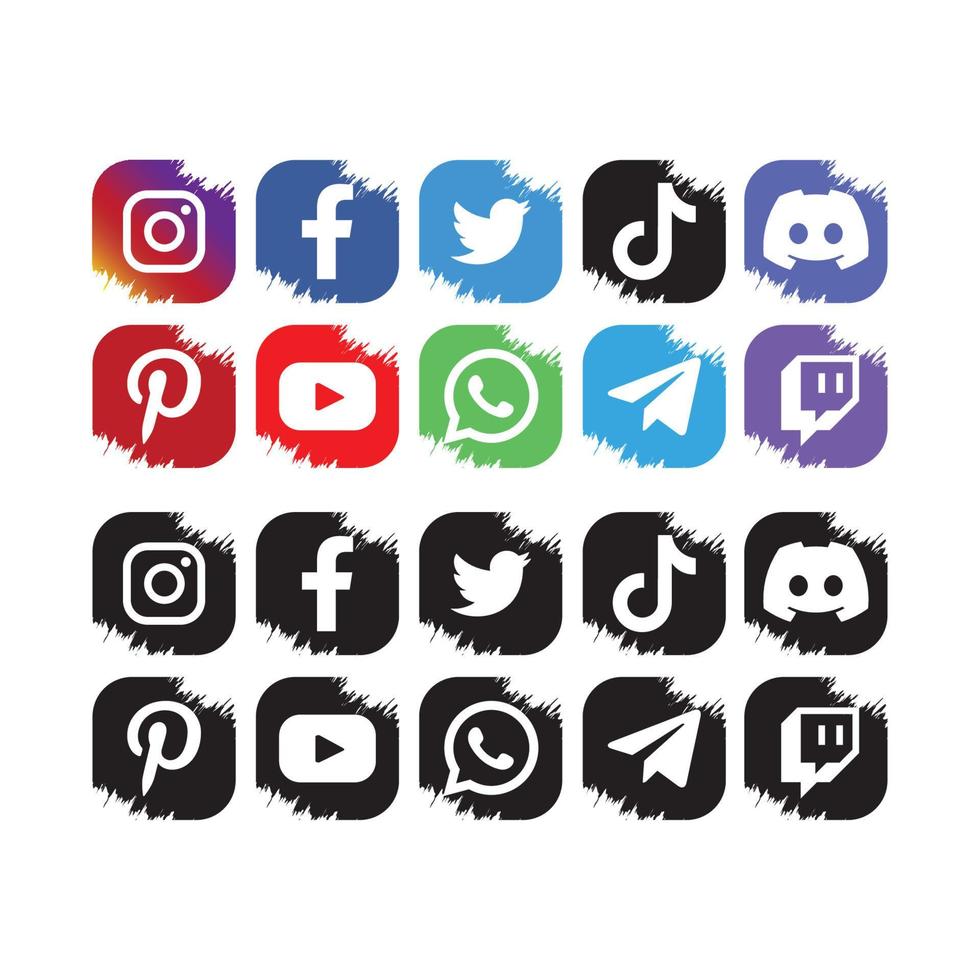 Social Media Icons button Free Vector