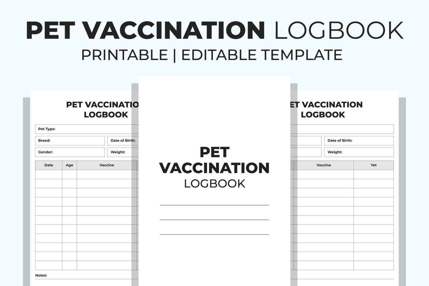 Pet Vaccination Logbook vector