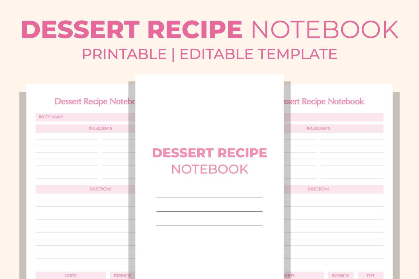 Dessert Recipe Notebook vector