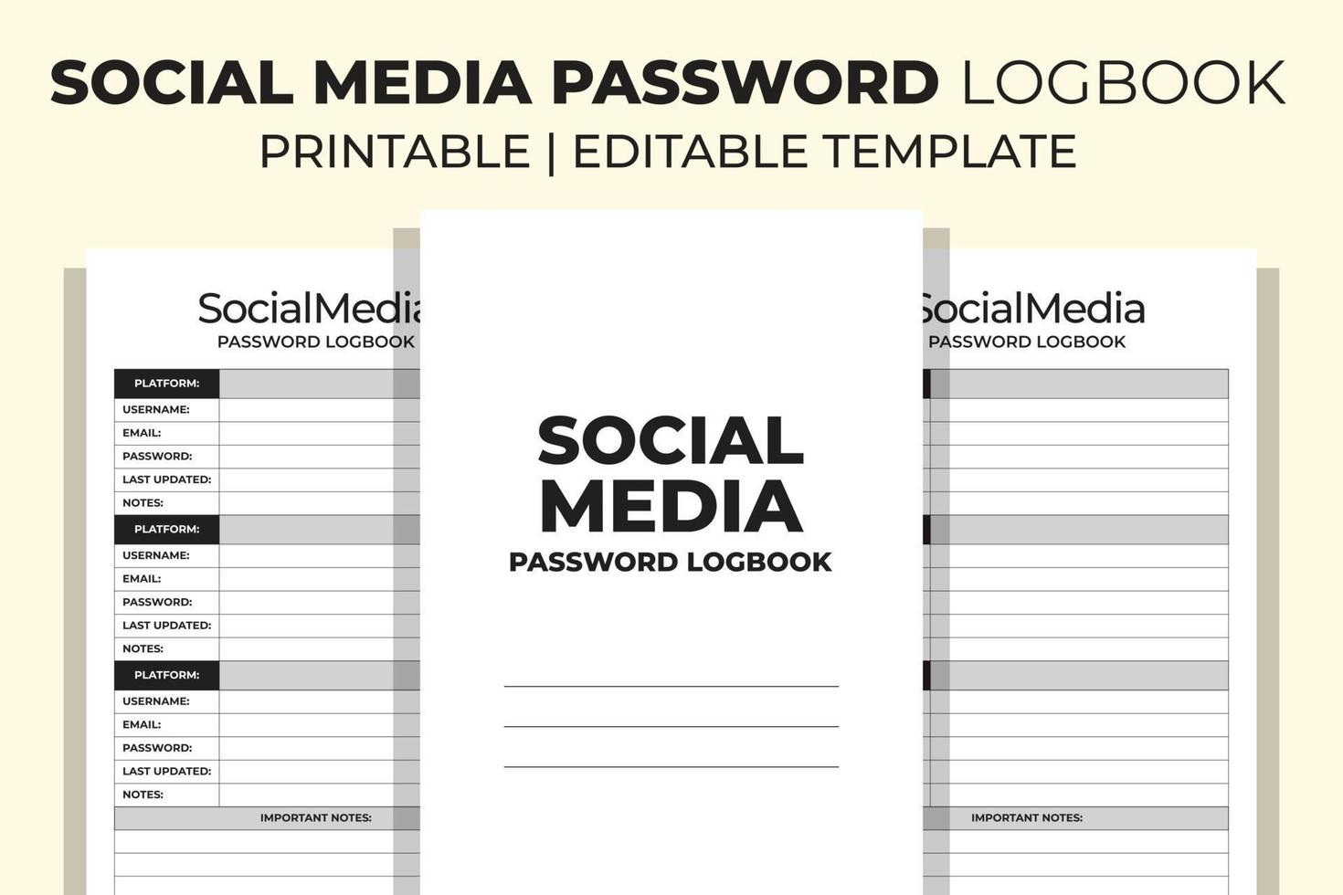 Social Media Password Logbook vector