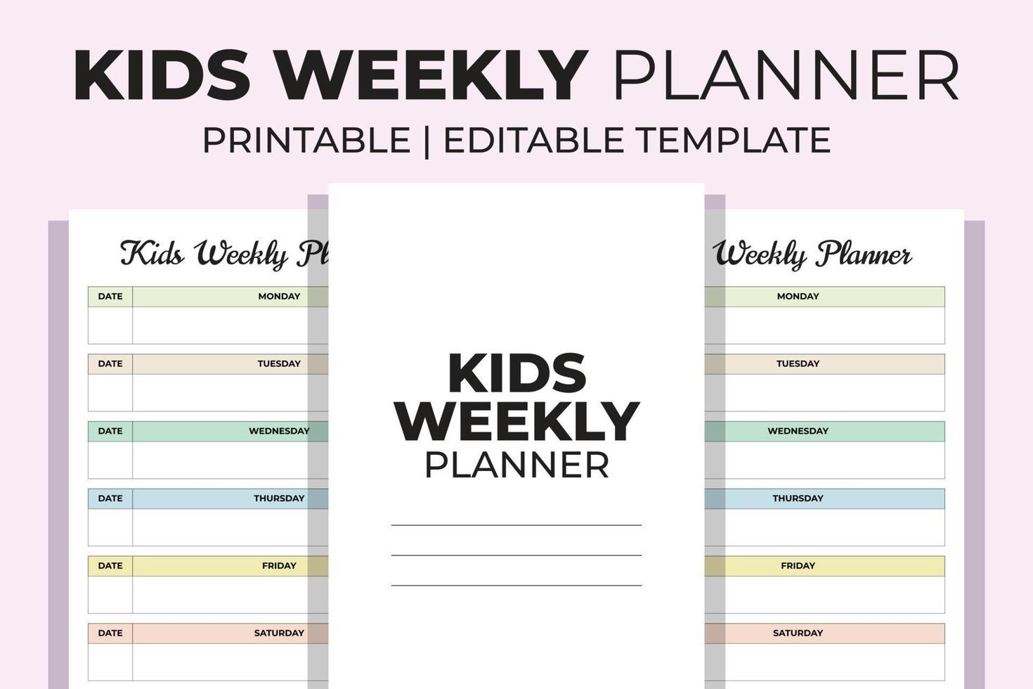 Kids Weekly Planner vector