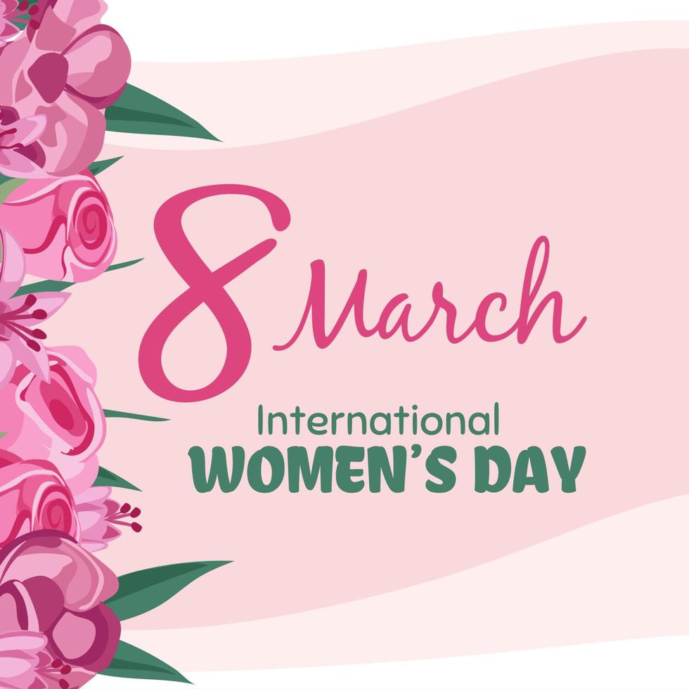 Happy women s day greeting card. Postcard on March 8. Text with flowers vector