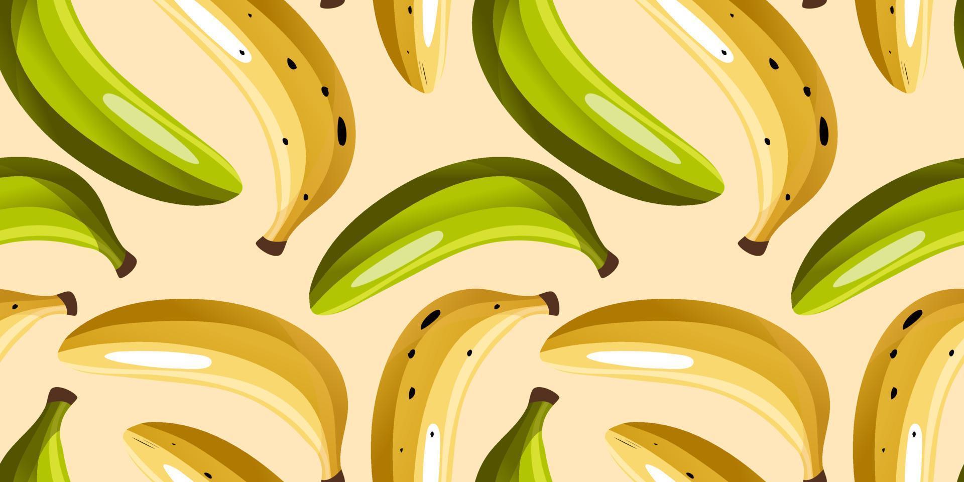 Cartoon seamless pattern with juicy bananas on white background. Tropical trendy fruits. Vector contrast pattern for fabrics, wallpapers and your creativity.