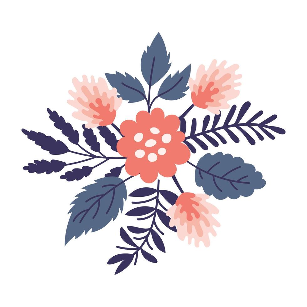 Bouquet vector composition with flower and leaves