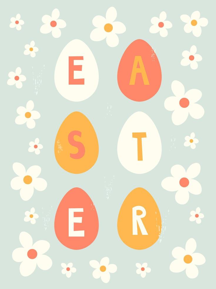 Vintage Easter poster with eggs vector