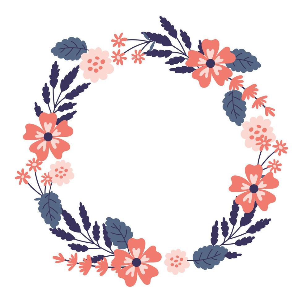 Trendy floral wreath vector