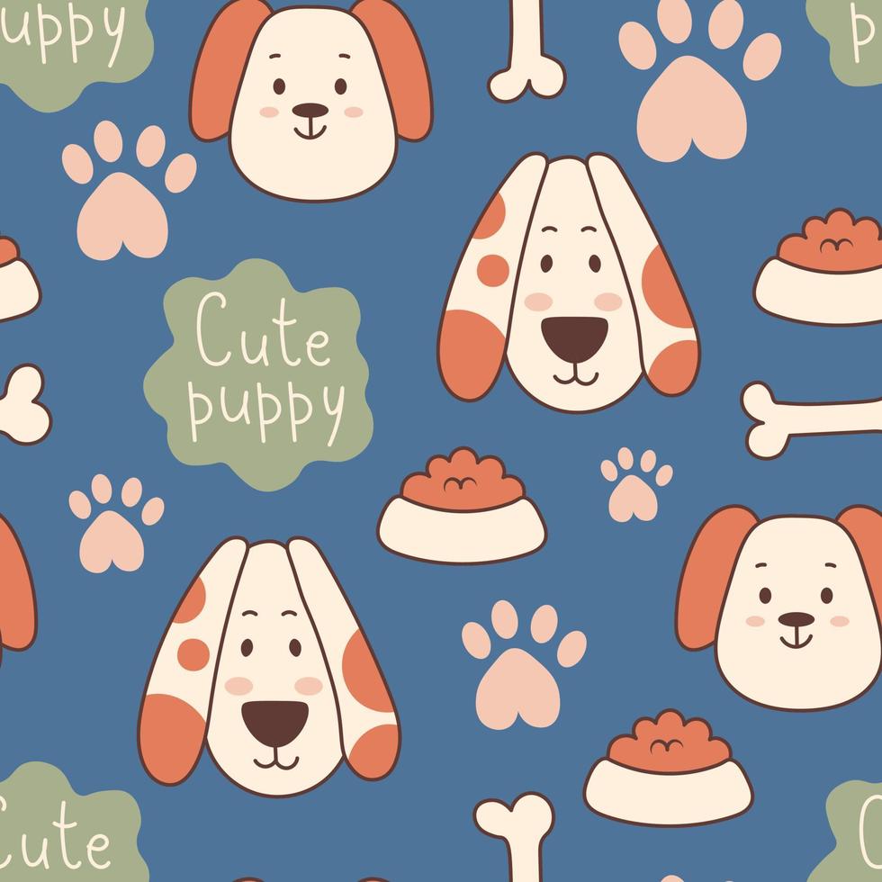 Cute dog seamless pattern retro style vector