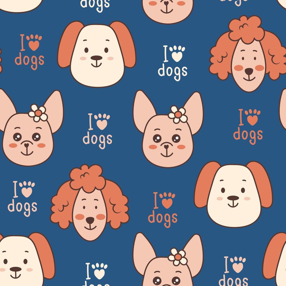 Funny dogs seamless pattern vector