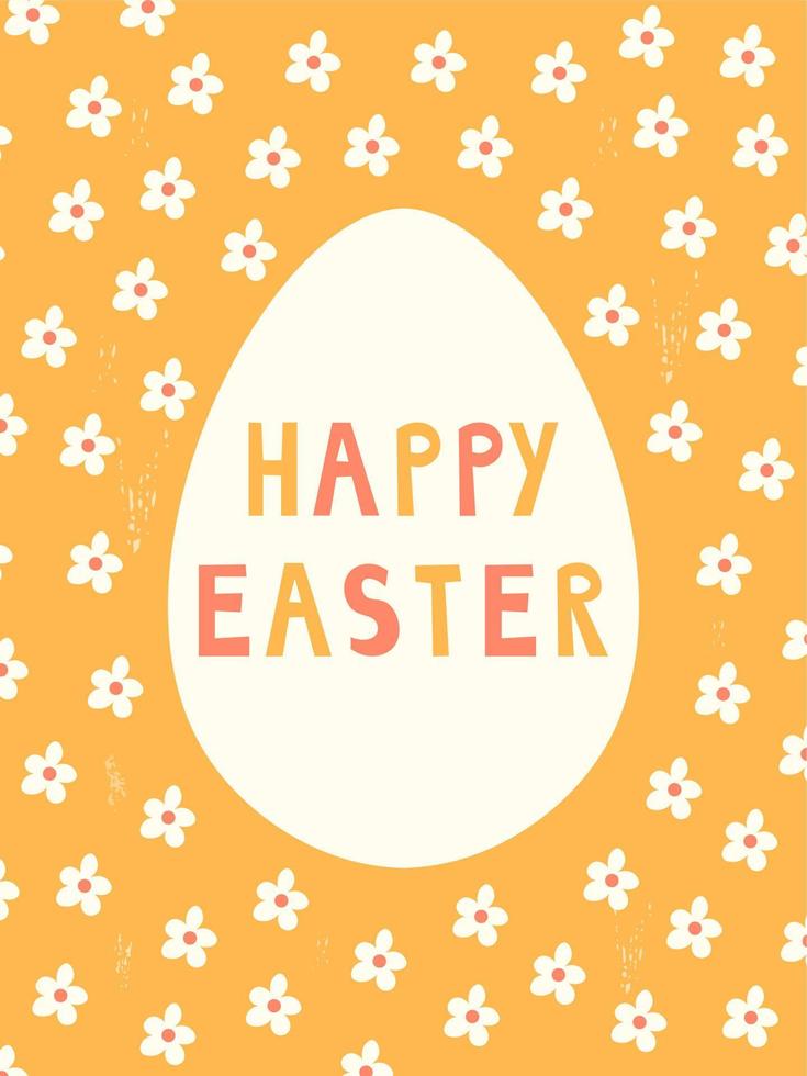 Happy Easter greeting card with flowers vector